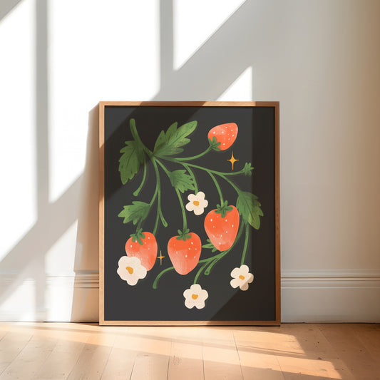 Wild Strawberry Plant Poster | Spring Decor Wall Art Print
