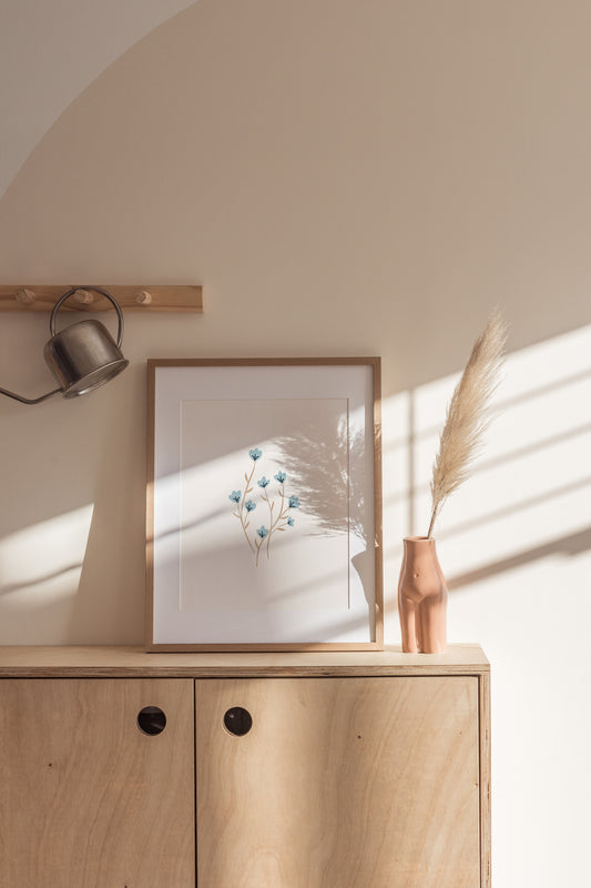 Blue Spring Wildflowers Wall Art | Wildflowers Art Print